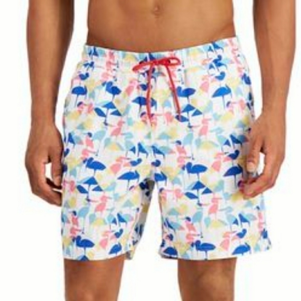Club Room Abstract Stork Print Swim Trunks Size L